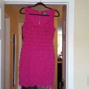 Hot pink small fringe mini dress
